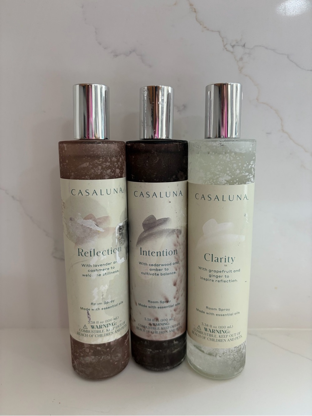 Three Casaluna Clarity Room Sprays - Reflection, Intention, and Clarity